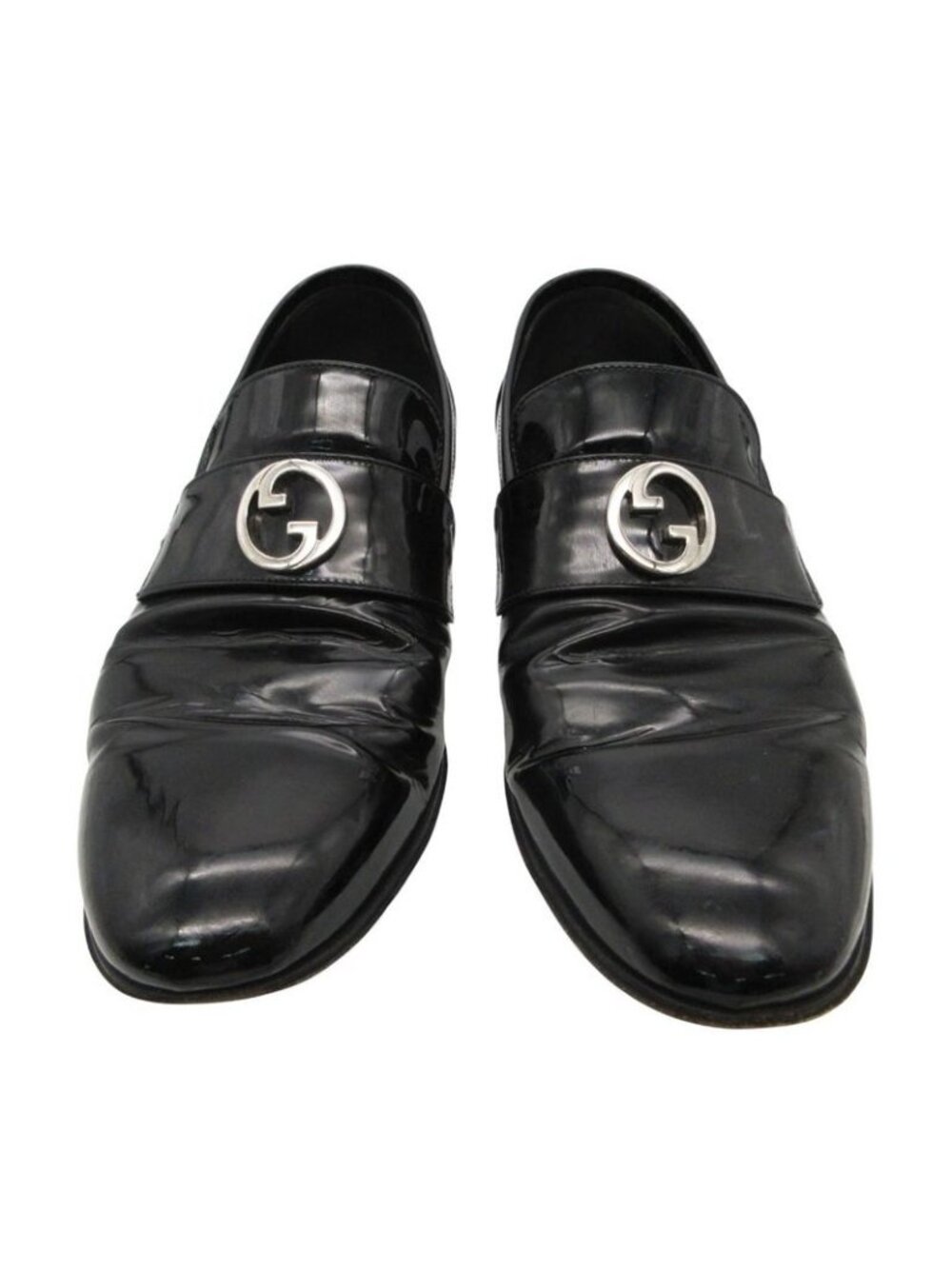 Gucci Loafers Interlocking Patent Leather Shoes Black 9 - Picture 4 of 10